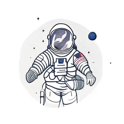 Astronaut With Backpack And Hiking Stick