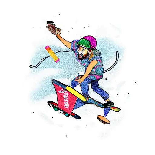 Skateboard With Phone As The Background