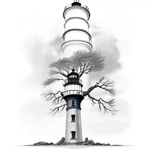 Tree Roots Turning Into A Lighthouse