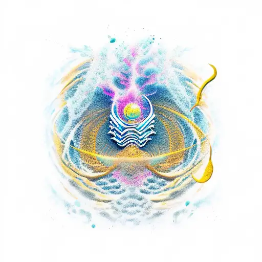 A New-school Tattoo Of A Wave Forming The Shape Of A Scorpio Zodiac Sign