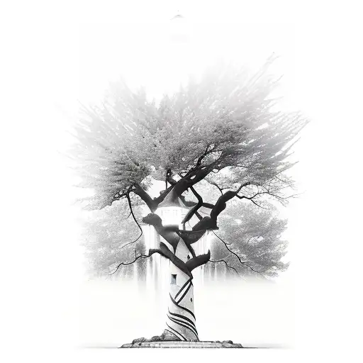 Tree Roots Turning Into A Lighthouse