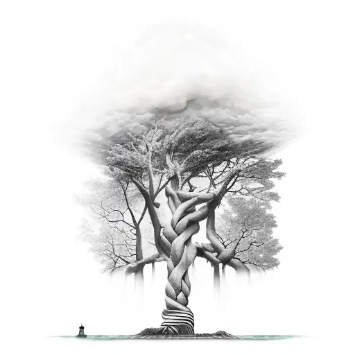 Tree Roots Turning Into A Lighthouse