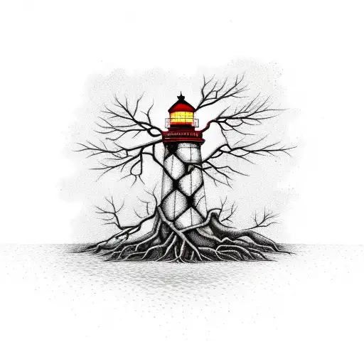Tree Roots Turning Into A Lighthouse