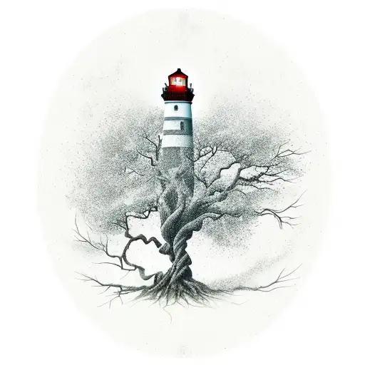 Tree Roots Turning Into A Lighthouse
