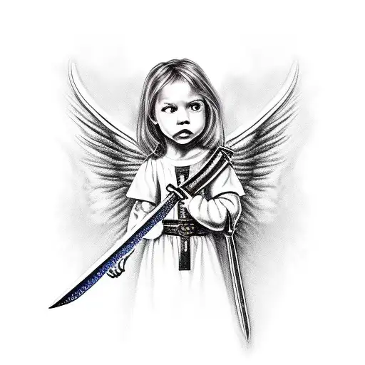 Angel Knight With A Sword In Hands