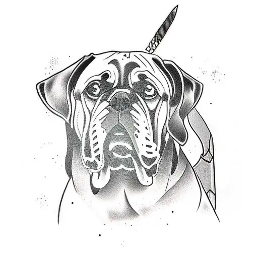 A New-school Tattoo Of A Celtic Warrior With Boxer Dog Companions