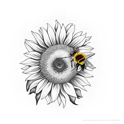 Sunflower With Bee And Hummingbird