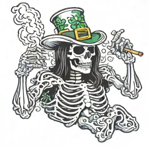 Fighting Irish Heritage Skeleton Smoking A Joint