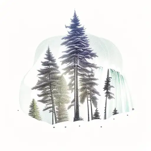 A Serene Forest Scene With A Waterfall And Hidden Hiking Trails