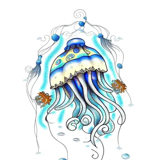 Jellyfish With Blue Patterns Of A Cat