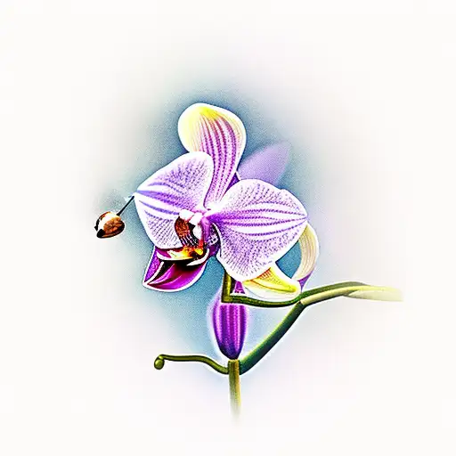 Purple Orchid With A Hummingbird