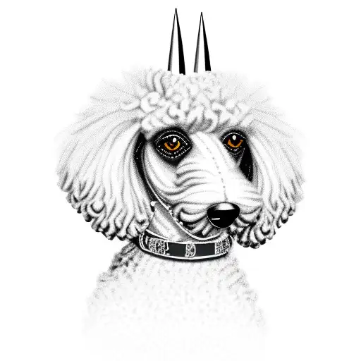 Black Poodle Dog With A Spiked Collar