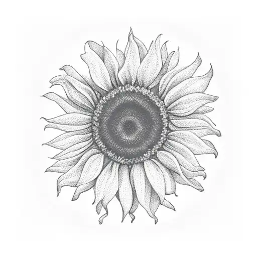 Sunflower On Stem Single Line