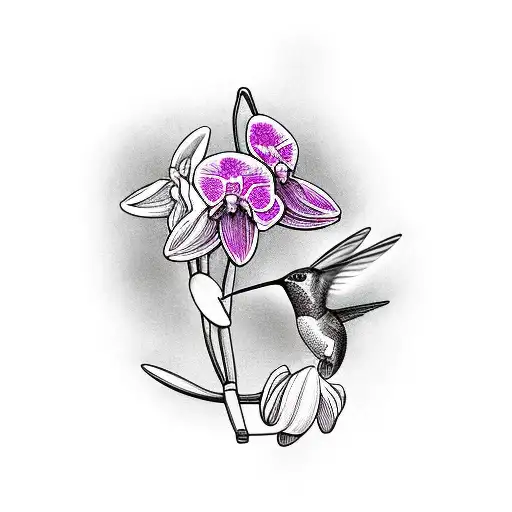 Orchid With A Hummingbird