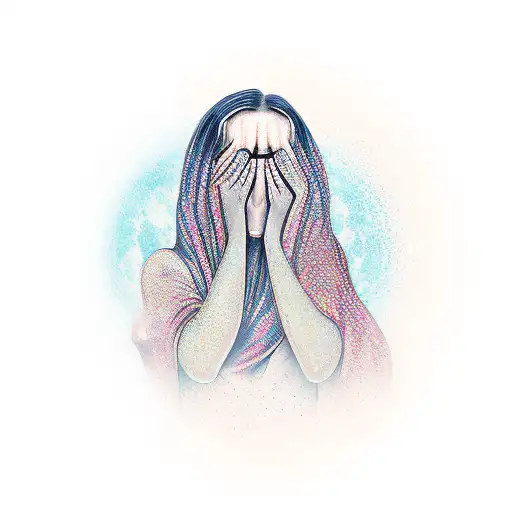 Woman Water Moon Crying