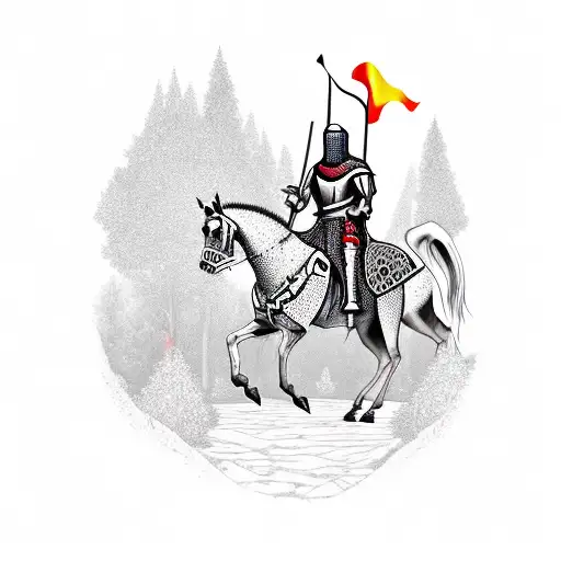 Knight Skull Wearing Moroccan Djellaba Riding A Horse In Dark Forest