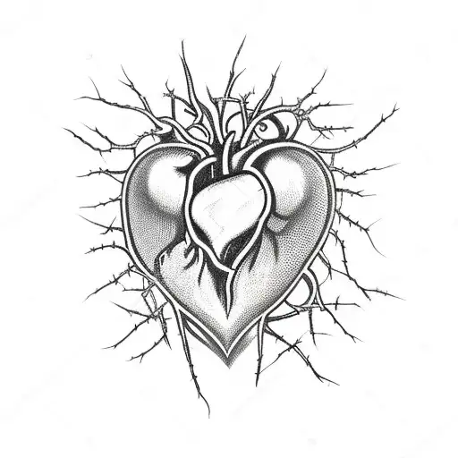 Human Heart With A Crown Of Thorns