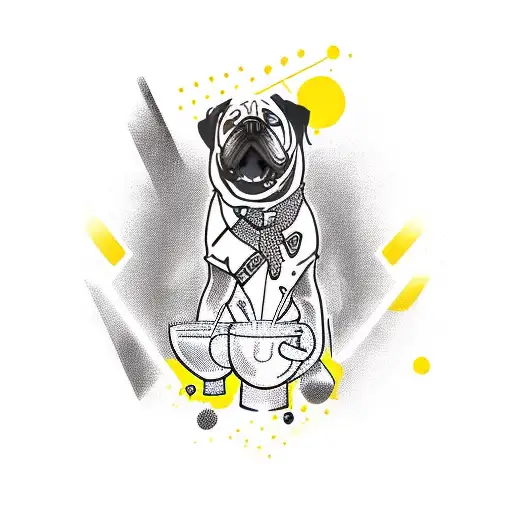 A Tattoo Design Of A Dog Dj Mixing Drinks
