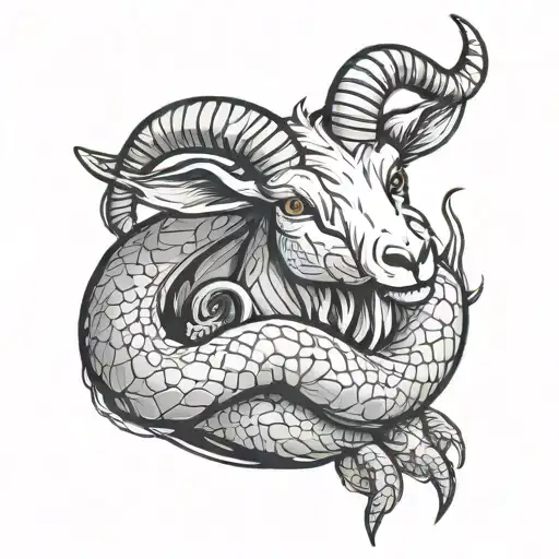 Friendly Goat And Snake Wrapped