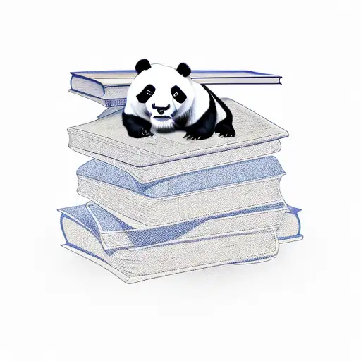 Stack Of Books With A Panda Sitting On Top