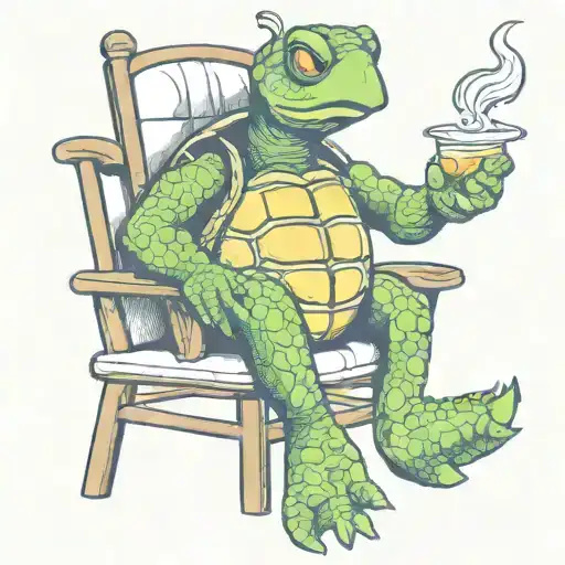 Turtle Smokin Sitting In A Chair