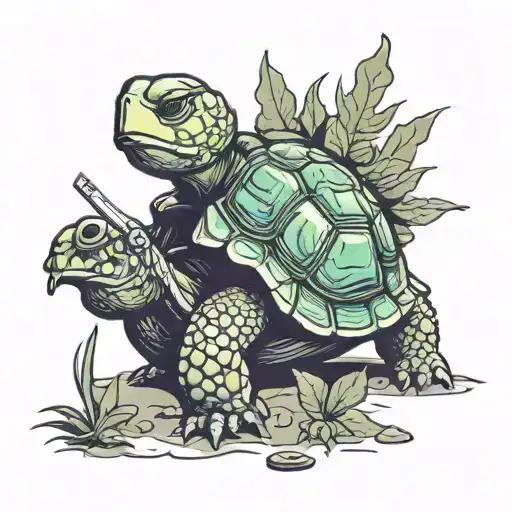 Turtle Smokin Weed Outside