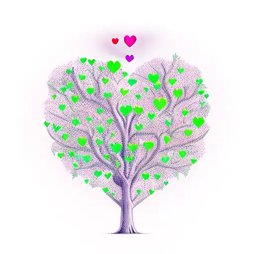 A New-school Style Tree Of Love With Heart-shaped Leaves