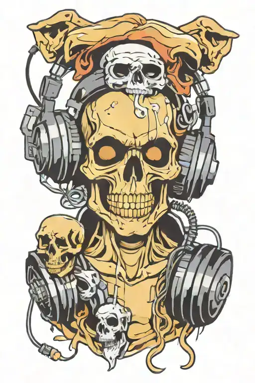 Chill Skull Listening To Music