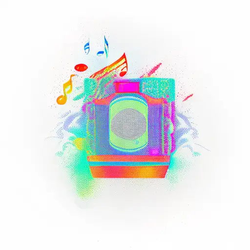 Boombox With Colorful Music Waves