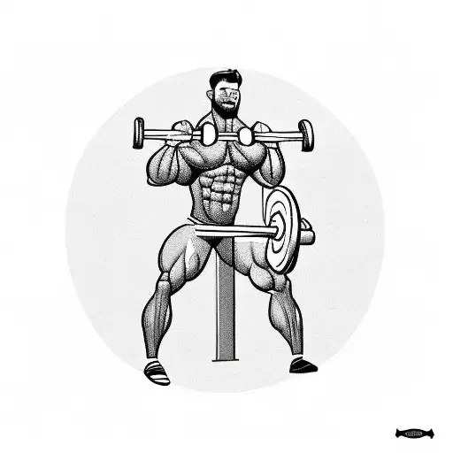 A Muscular Man Lifting A Barbell With A Compass Embedded In It