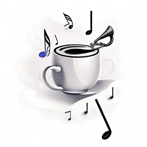 A Coffee Cup With Musical Notes As Steam Coming Out Of It
