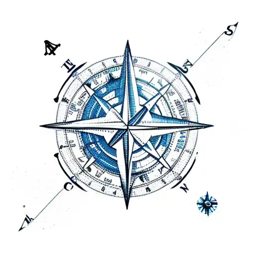 A Nautical Compass Intertwined With A Map Of The World