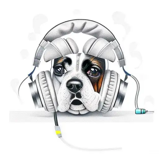 A Dog Wearing Headphones And Listening To Music