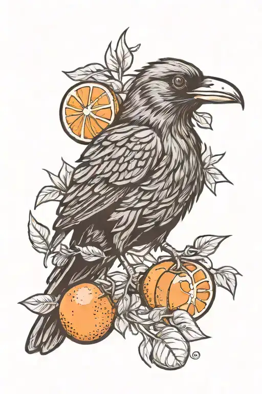 Dark Crow With Oranges