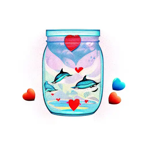 Jar Overflowing With Love And Dolphins