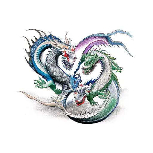 Ying And Yang Out Of Dragons Arm Sleeve Thin Fine Line