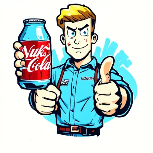 Vault Boy From Fallout Thumbs Up Holding Nuka Cola