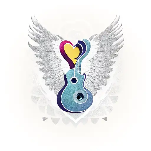 A Guitar With Wings And A Heart-shaped Sound Hole