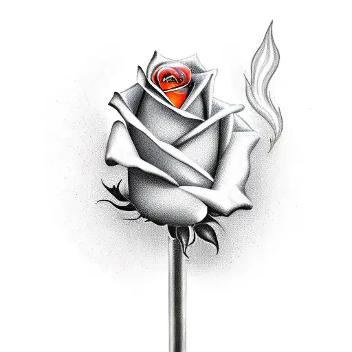 Rose Being Lit On Fire By Lighter
