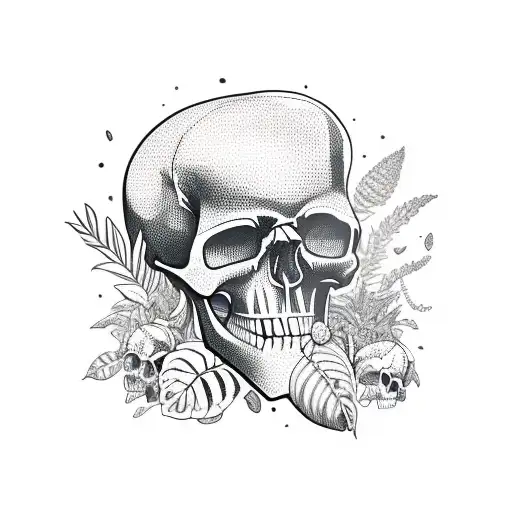 Skull With Plants And Bugs