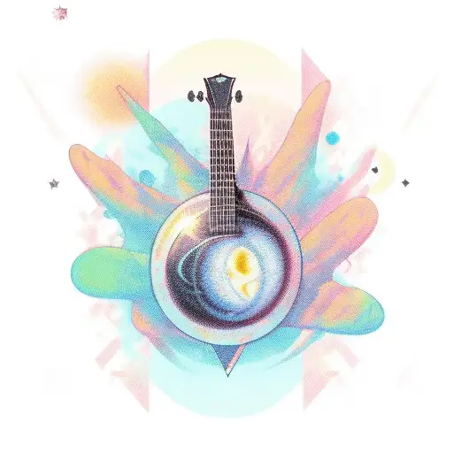 Saturn Wearing A Crown And Playing A Guitar