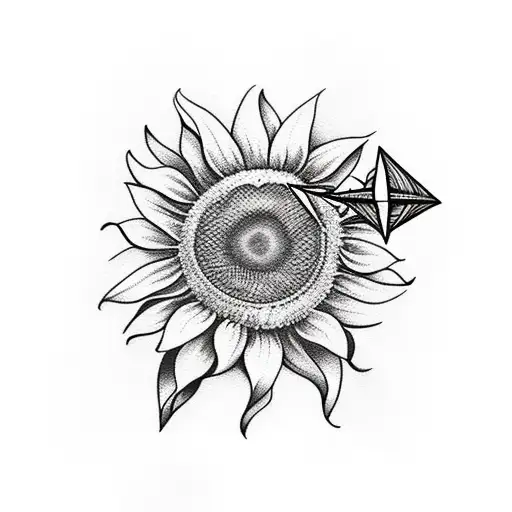 Sunflower With Two Paper Airplanes Flying Through Them