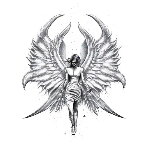 Knife With Left A Angel Wing And Right A Devil Wing