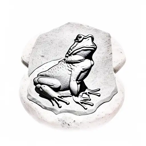 Bullfrog Sitting On A Weathered Stone Block With Xiii Carved In It Under A Full Moon