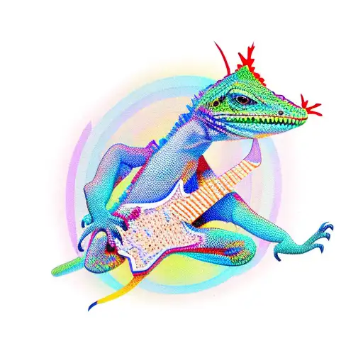 A Psychedelic Lizard Playing A Guitar