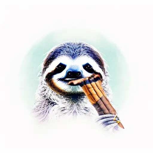 A Sloth Smoking A Cigar That Looks Like Rambo Shooting A Machine Gun
