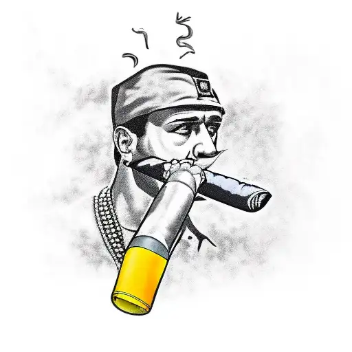 Rambo Smoking A Cigar Shooting A Machine Gun Shirt Off