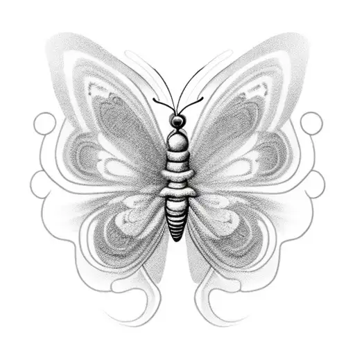 Butterfly With A Flower Wing And A Semi Colon As The Body