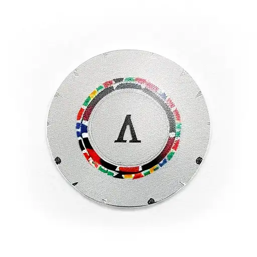 A New-school Tattoo Of A Poker Chip With A Guitar Neck And A Chef's Hat