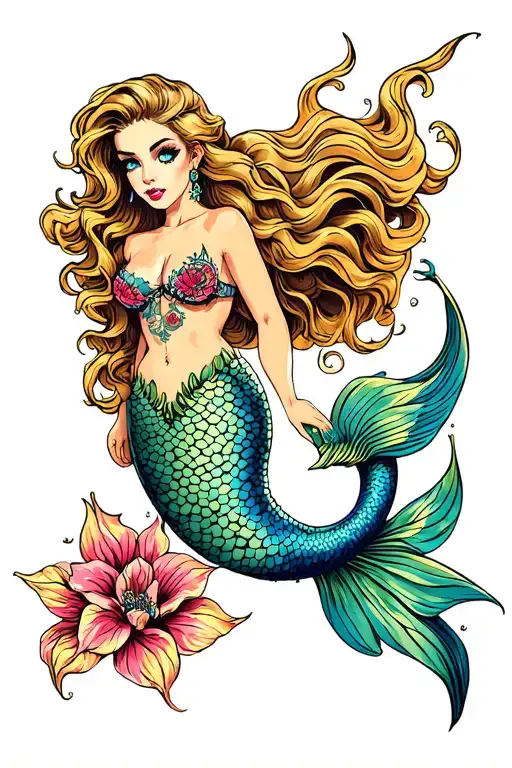 Tattoed Classic Pin Up Mermaid